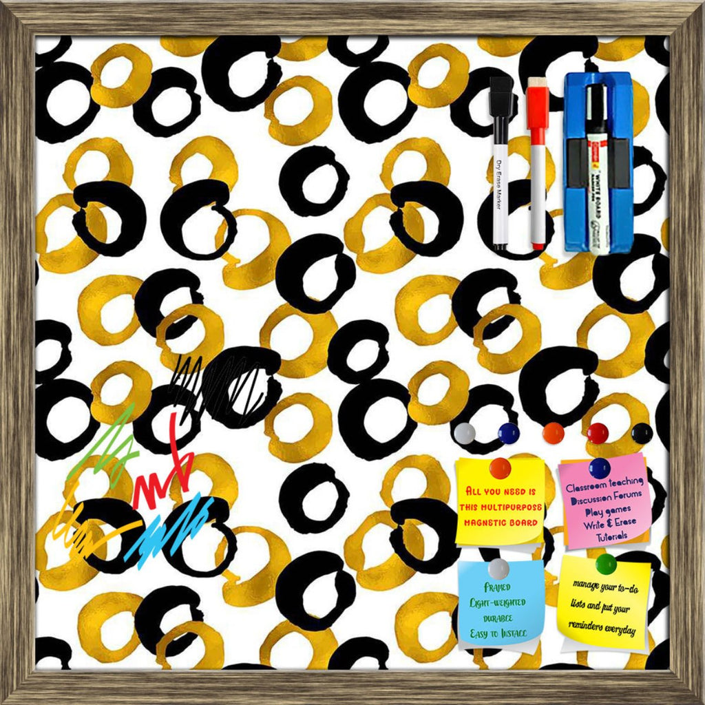 Gold & Black Drawing Framed Magnetic Dry Erase Board | Combo with Magnet Buttons & Markers-Magnetic Boards Framed-MGB_FR-IC 5007661 IC 5007661, Abstract Expressionism, Abstracts, Ancient, Art and Paintings, Black, Black and White, Circle, Digital, Digital Art, Drawing, Fashion, Geometric, Geometric Abstraction, Graphic, Historical, Illustrations, Medieval, Modern Art, Patterns, Semi Abstract, Signs, Signs and Symbols, Sketches, Splatter, Vintage, Watercolour, gold, framed, magnetic, dry, erase, board, print