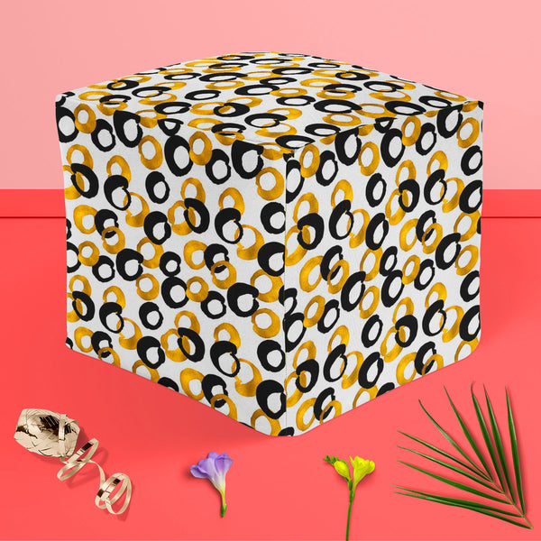 Gold & Black Drawing Footstool Footrest Puffy Pouffe Ottoman Bean Bag | Canvas Fabric-Footstools-FST_CB_BN-IC 5007661 IC 5007661, Abstract Expressionism, Abstracts, Ancient, Art and Paintings, Black, Black and White, Circle, Digital, Digital Art, Drawing, Fashion, Geometric, Geometric Abstraction, Graphic, Historical, Illustrations, Medieval, Modern Art, Patterns, Semi Abstract, Signs, Signs and Symbols, Sketches, Splatter, Vintage, Watercolour, gold, puffy, pouffe, ottoman, footstool, footrest, bean, bag, 