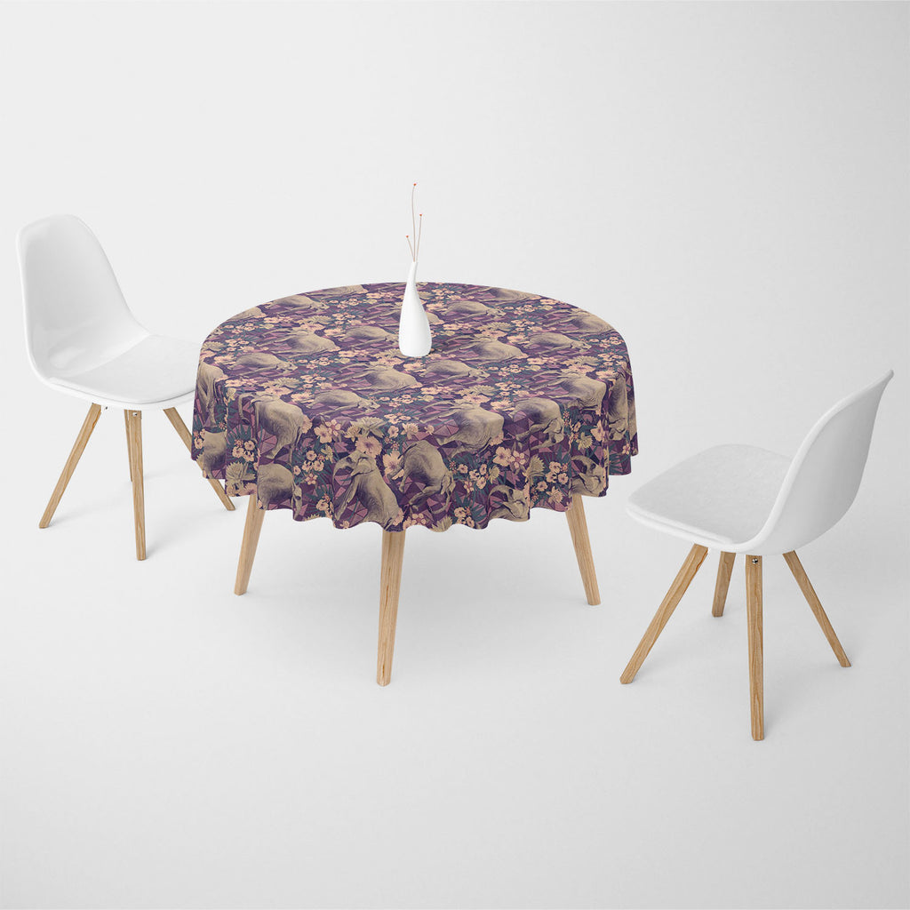 Indian Elephants Table Cloth Cover-Table Covers-CVR_TB_RD-IC 5007662 IC 5007662, Ancient, Botanical, Drawing, Floral, Flowers, Historical, Illustrations, Indian, Medieval, Nature, Patterns, Retro, Signs, Signs and Symbols, Vintage, elephants, table, cloth, cover, design, exotic, illustration, jungles, lotus, old, pattern, seamless, artzfolio, table cloth, table cover, dining table cloth, round table cloth, plastic sheet for dining table, center table cloth, table clothes, plastic table cloth, table cloth 6 