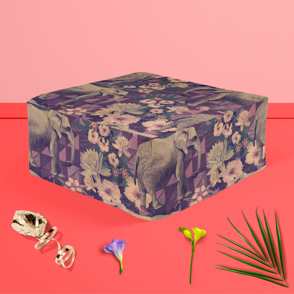 Elephant Pattern D4 Footstool Footrest Puffy Pouffe Ottoman Bean Bag | Canvas Fabric-Footstools-FST_CB_BN-IC 5007662 IC 5007662, Ancient, Botanical, Drawing, Floral, Flowers, Historical, Illustrations, Indian, Medieval, Nature, Patterns, Retro, Signs, Signs and Symbols, Vintage, elephant, pattern, d4, footstool, footrest, puffy, pouffe, ottoman, bean, bag, canvas, fabric, design, elephants, exotic, illustration, jungles, lotus, old, seamless, artzfolio, pouf, ottoman stool, ottoman furniture, ottoman sofa, 
