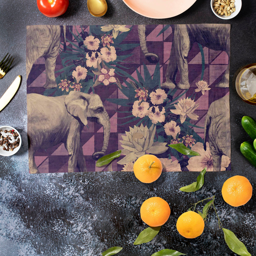 Elephant Pattern D4 Table Mat Placemat-Table Place Mats Fabric-MAT_TB-IC 5007662 IC 5007662, Ancient, Botanical, Drawing, Floral, Flowers, Historical, Illustrations, Indian, Medieval, Nature, Patterns, Retro, Signs, Signs and Symbols, Vintage, elephant, pattern, d4, table, mat, placemat, design, elephants, exotic, illustration, jungles, lotus, old, seamless, artzfolio, table mats for dining table, table mat, table mats, placemats, placemats set of 6, dinning table mat, table mats set of 6, table placemats s