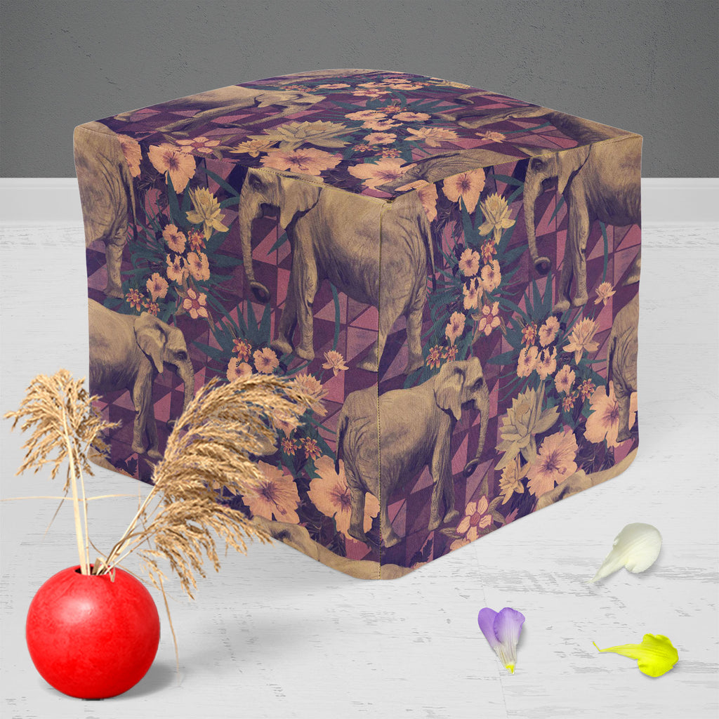 Elephant Pattern D4 Footstool Footrest Puffy Pouffe Ottoman Bean Bag | Canvas Fabric-Footstools-FST_CB_BN-IC 5007662 IC 5007662, Ancient, Botanical, Drawing, Floral, Flowers, Historical, Illustrations, Indian, Medieval, Nature, Patterns, Retro, Signs, Signs and Symbols, Vintage, elephant, pattern, d4, footstool, footrest, puffy, pouffe, ottoman, bean, bag, canvas, fabric, design, elephants, exotic, illustration, jungles, lotus, old, seamless, artzfolio, pouf, ottoman stool, ottoman furniture, ottoman sofa, 