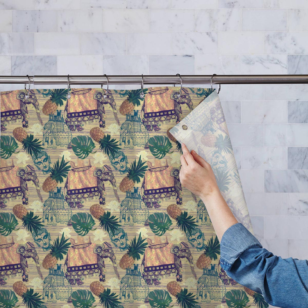 Indian Elephants Washable Waterproof Shower Curtain-Shower Curtains-CUR_SH-IC 5007663 IC 5007663, Ancient, Botanical, Drawing, Floral, Flowers, Historical, Illustrations, Indian, Medieval, Nature, Patterns, Retro, Signs, Signs and Symbols, Vintage, elephants, washable, waterproof, shower, curtain, design, exotic, illustration, jungles, lotus, old, pattern, seamless, artzfolio, shower curtain, bathroom curtain, eyelet shower curtain, waterproof shower curtain, kids shower curtain, washable curtain, 7feet sho