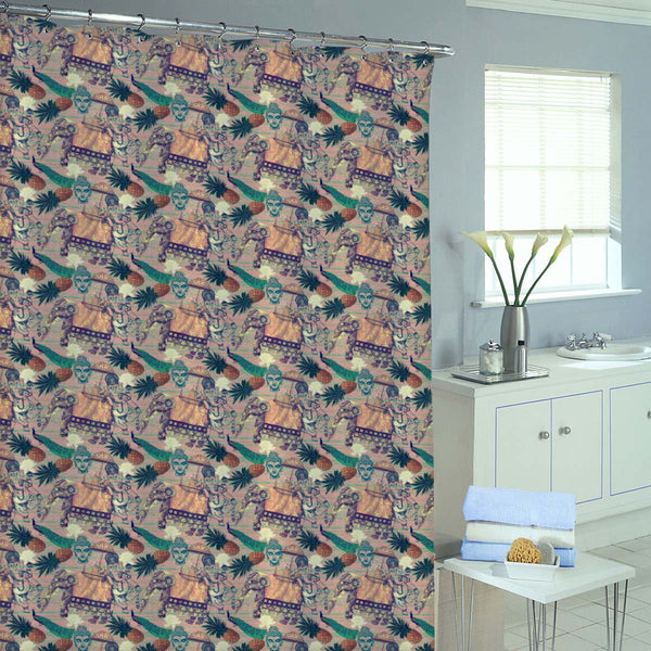 Indian Elephants Washable Waterproof Shower Curtain-Shower Curtains-CUR_SH-IC 5007664 IC 5007664, Ancient, Botanical, Drawing, Floral, Flowers, Historical, Illustrations, Indian, Medieval, Nature, Patterns, Retro, Signs, Signs and Symbols, Vintage, elephants, washable, waterproof, shower, curtain, eyelets, pattern, design, exotic, illustration, jungles, lotus, old, seamless, artzfolio, shower curtain, bathroom curtain, eyelet shower curtain, waterproof shower curtain, kids shower curtain, washable curtain, 