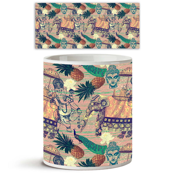 Indian Elephants Ceramic Coffee Tea Mug Inside White-Coffee Mugs-MUG-IC 5007664 IC 5007664, Ancient, Botanical, Drawing, Floral, Flowers, Historical, Illustrations, Indian, Medieval, Nature, Patterns, Retro, Signs, Signs and Symbols, Vintage, elephants, ceramic, coffee, tea, mug, inside, white, pattern, design, exotic, illustration, jungles, lotus, old, seamless, artzfolio, coffee mugs, custom coffee mugs, promotional coffee mugs, printed cup, promotional coffee cups, personalized ceramic mugs, ceramic coff