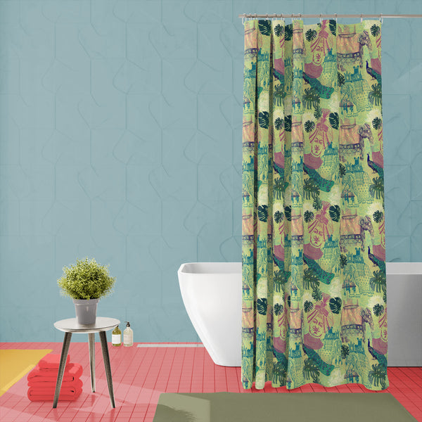 Ethnic India Washable Waterproof Shower Curtain-Shower Curtains-CUR_SH-IC 5007665 IC 5007665, Ancient, Birds, Botanical, Drawing, Floral, Flowers, Historical, Illustrations, Indian, Medieval, Nature, Patterns, Retro, Signs, Signs and Symbols, Vintage, ethnic, india, washable, waterproof, polyester, shower, curtain, eyelets, peacock, artwork, bird, design, elephants, exotic, goa, illustration, jungles, lotus, maharajah, old, pattern, seamless, artzfolio, shower curtain, bathroom curtain, eyelet shower curtai