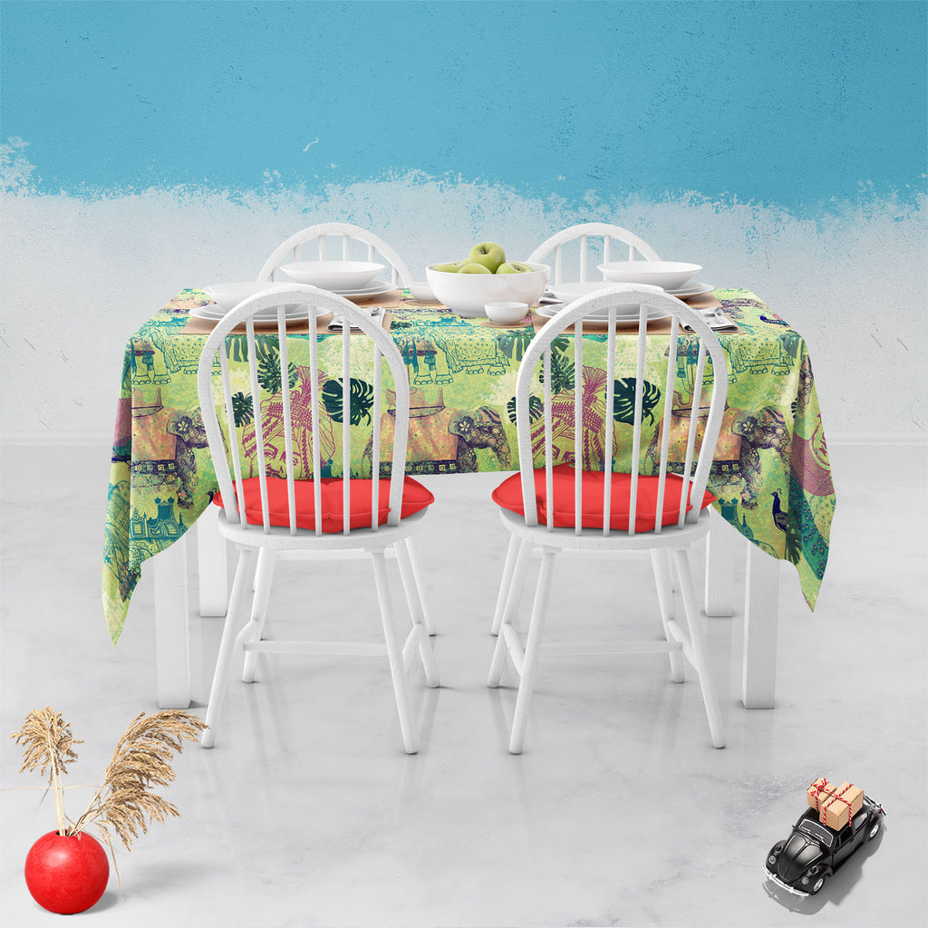 Ethnic India Table Cloth Cover-Table Covers-CVR_TB_NR-IC 5007665 IC 5007665, Ancient, Birds, Botanical, Drawing, Floral, Flowers, Historical, Illustrations, Indian, Medieval, Nature, Patterns, Retro, Signs, Signs and Symbols, Vintage, ethnic, india, table, cloth, cover, peacock, artwork, bird, design, elephants, exotic, goa, illustration, jungles, lotus, maharajah, old, pattern, seamless, artzfolio, table cloth, table cover, dining table cloth, round table cloth, plastic sheet for dining table, center table