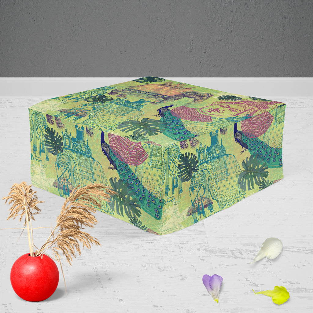 Ethnic India Footstool Footrest Puffy Pouffe Ottoman Bean Bag | Canvas Fabric-Footstools-FST_CB_BN-IC 5007665 IC 5007665, Ancient, Birds, Botanical, Drawing, Floral, Flowers, Historical, Illustrations, Indian, Medieval, Nature, Patterns, Retro, Signs, Signs and Symbols, Vintage, ethnic, india, footstool, footrest, puffy, pouffe, ottoman, bean, bag, canvas, fabric, peacock, artwork, bird, design, elephants, exotic, goa, illustration, jungles, lotus, maharajah, old, pattern, seamless, artzfolio, pouf, ottoman