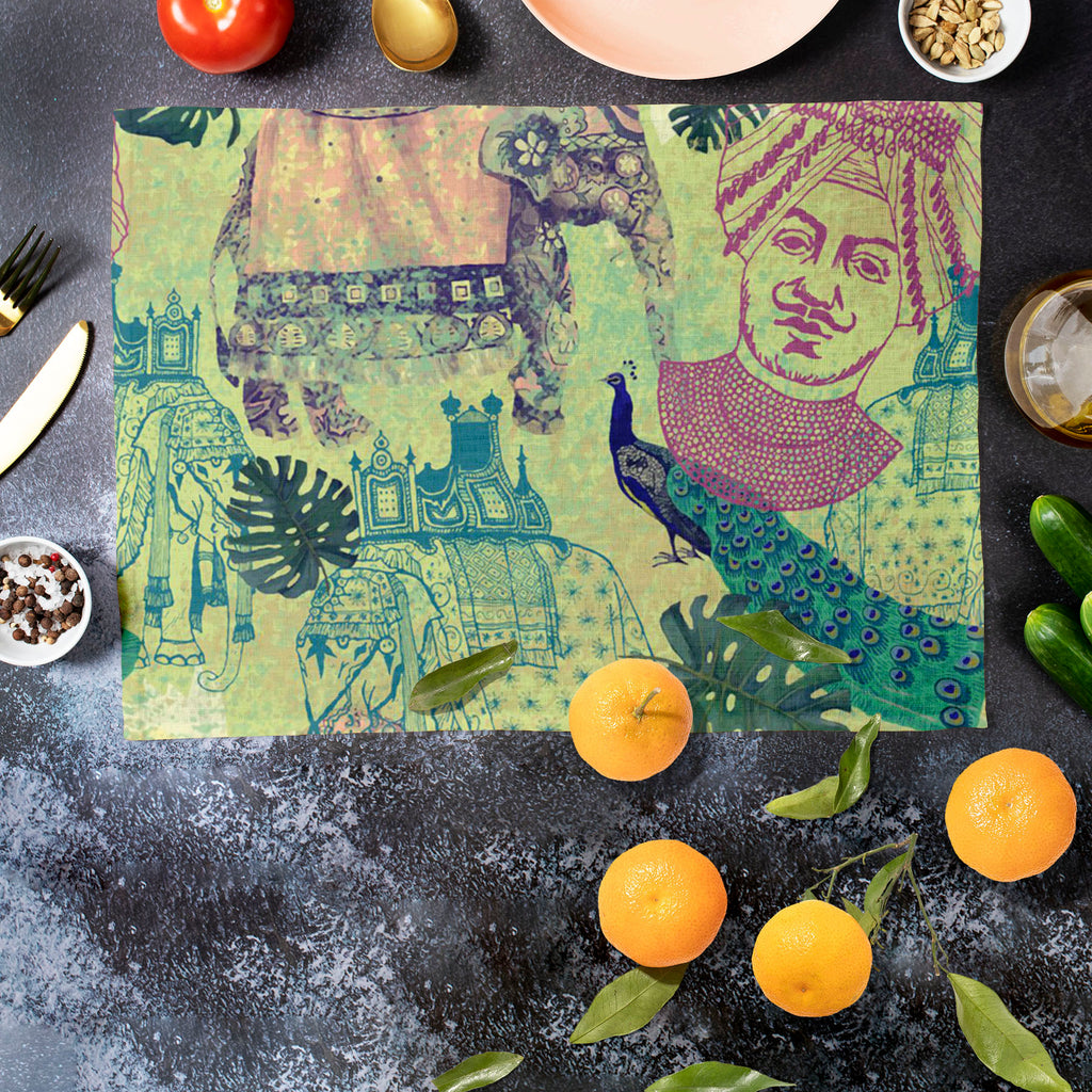 Ethnic India Table Mat Placemat-Table Place Mats Fabric-MAT_TB-IC 5007665 IC 5007665, Ancient, Birds, Botanical, Drawing, Floral, Flowers, Historical, Illustrations, Indian, Medieval, Nature, Patterns, Retro, Signs, Signs and Symbols, Vintage, ethnic, india, table, mat, placemat, peacock, artwork, bird, design, elephants, exotic, goa, illustration, jungles, lotus, maharajah, old, pattern, seamless, artzfolio, table mats for dining table, table mat, table mats, placemats, placemats set of 6, dinning table ma