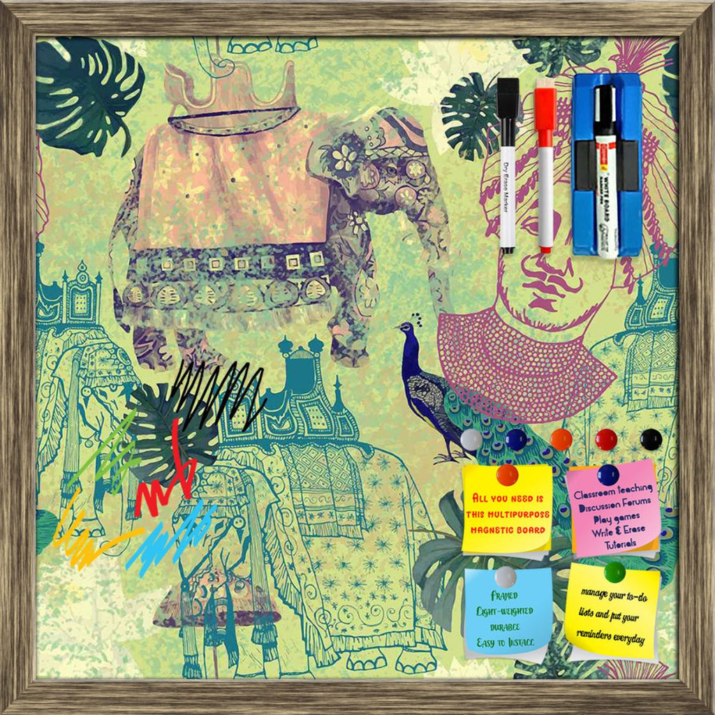 Ethnic India Framed Magnetic Dry Erase Board | Combo with Magnet Buttons & Markers-Magnetic Boards Framed-MGB_FR-IC 5007665 IC 5007665, Ancient, Birds, Botanical, Drawing, Floral, Flowers, Historical, Illustrations, Indian, Medieval, Nature, Patterns, Retro, Signs, Signs and Symbols, Vintage, ethnic, india, framed, magnetic, dry, erase, board, printed, whiteboard, with, 4, magnets, 2, markers, 1, duster, peacock, artwork, bird, design, elephants, exotic, goa, illustration, jungles, lotus, maharajah, old, pa