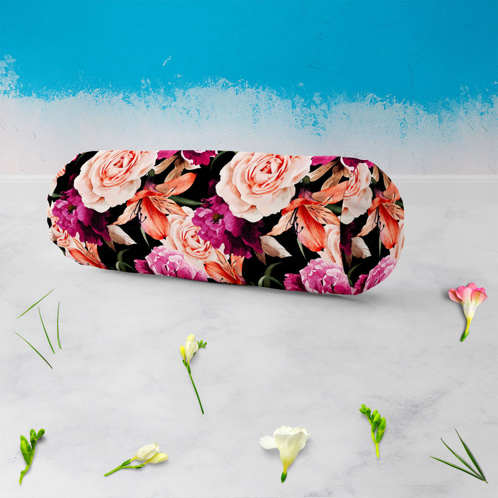 Roses D1 Bolster Cover Booster Cases | Concealed Zipper Opening-Bolster Covers-BOL_CV_ZP-IC 5007666 IC 5007666, Abstract Expressionism, Abstracts, Ancient, Art and Paintings, Black and White, Botanical, Fashion, Floral, Flowers, Historical, Illustrations, Medieval, Nature, Paintings, Patterns, Scenic, Semi Abstract, Signs, Signs and Symbols, Vintage, Watercolour, White, roses, d1, bolster, cover, booster, cases, concealed, zipper, opening, rose, pattern, peony, seamless, abstract, watercolor, flower, backgr