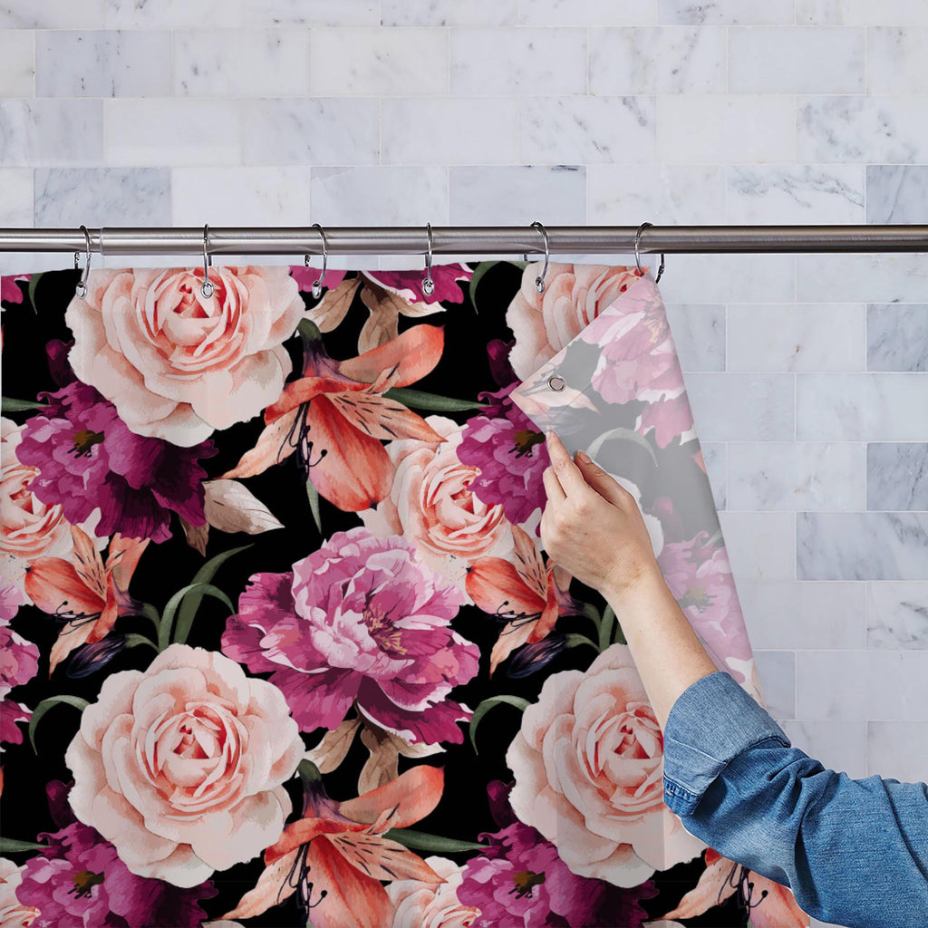 Roses D1 Washable Waterproof Shower Curtain-Shower Curtains-CUR_SH-IC 5007666 IC 5007666, Abstract Expressionism, Abstracts, Ancient, Art and Paintings, Black and White, Botanical, Fashion, Floral, Flowers, Historical, Illustrations, Medieval, Nature, Paintings, Patterns, Scenic, Semi Abstract, Signs, Signs and Symbols, Vintage, Watercolour, White, roses, d1, washable, waterproof, shower, curtain, rose, pattern, peony, seamless, abstract, watercolor, flower, background, vector, bouquet, motif, design, accen