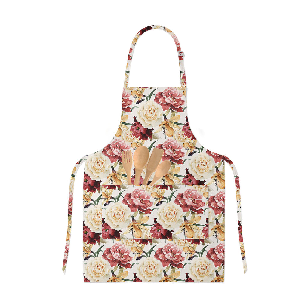 Roses Apron | Adjustable, Free Size & Waist Tiebacks-Aprons Neck to Knee-APR_NK_KN-IC 5007667 IC 5007667, Abstract Expressionism, Abstracts, Ancient, Art and Paintings, Black and White, Botanical, Fashion, Floral, Flowers, Historical, Illustrations, Medieval, Nature, Paintings, Patterns, Scenic, Semi Abstract, Signs, Signs and Symbols, Vintage, Watercolour, White, roses, apron, adjustable, free, size, waist, tiebacks, pattern, flower, watercolor, rose, peony, seamless, romantic, design, background, illustra