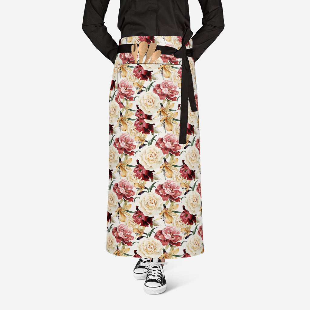 Roses Apron | Adjustable, Free Size & Waist Tiebacks-Aprons Waist to Knee--IC 5007667 IC 5007667, Abstract Expressionism, Abstracts, Ancient, Art and Paintings, Black and White, Botanical, Fashion, Floral, Flowers, Historical, Illustrations, Medieval, Nature, Paintings, Patterns, Scenic, Semi Abstract, Signs, Signs and Symbols, Vintage, Watercolour, White, roses, apron, adjustable, free, size, waist, tiebacks, pattern, flower, watercolor, rose, peony, seamless, romantic, design, background, illustration, fl