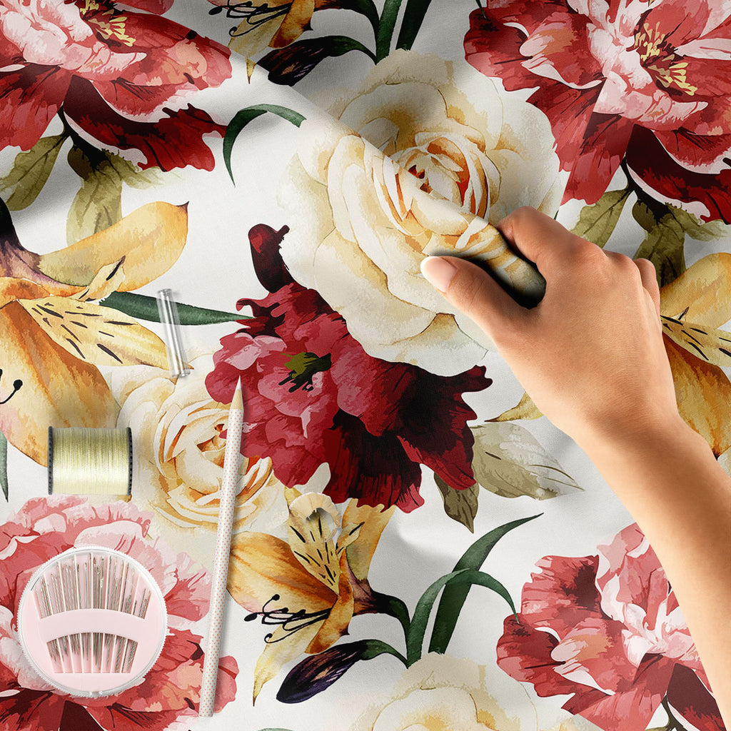 Roses D2 Sofa Fabric by Metre | Upholstery For Sofa, Curtains & Cushions-Sofa Fabrics-SOF_FB-IC 5007667 IC 5007667, Abstract Expressionism, Abstracts, Ancient, Art and Paintings, Black and White, Botanical, Fashion, Floral, Flowers, Historical, Illustrations, Medieval, Nature, Paintings, Patterns, Scenic, Semi Abstract, Signs, Signs and Symbols, Vintage, Watercolour, White, roses, d2, sofa, fabric, by, metre, upholstery, for, curtains, cushions, pattern, flower, watercolor, rose, peony, seamless, romantic, 