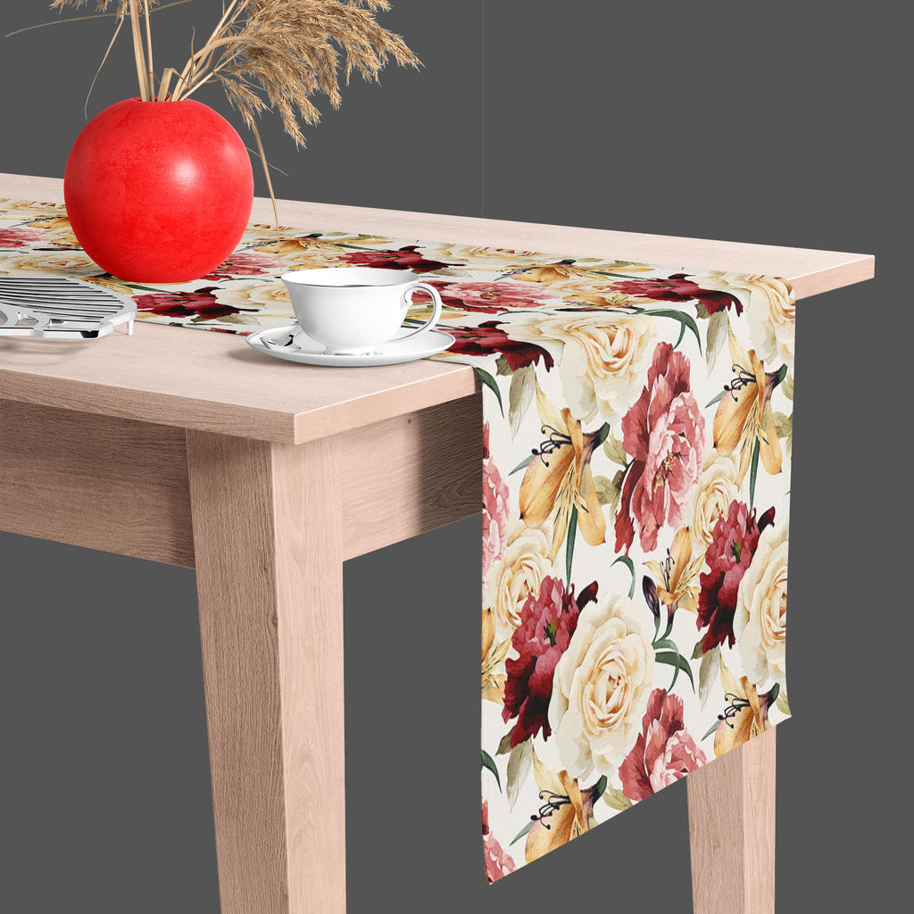 Roses D2 Table Runner-Table Runners-RUN_TB-IC 5007667 IC 5007667, Abstract Expressionism, Abstracts, Ancient, Art and Paintings, Black and White, Botanical, Fashion, Floral, Flowers, Historical, Illustrations, Medieval, Nature, Paintings, Patterns, Scenic, Semi Abstract, Signs, Signs and Symbols, Vintage, Watercolour, White, roses, d2, table, runner, pattern, flower, watercolor, rose, peony, seamless, romantic, design, background, illustration, flora, colorful, painting, abstract, accent, arrangement, art, 