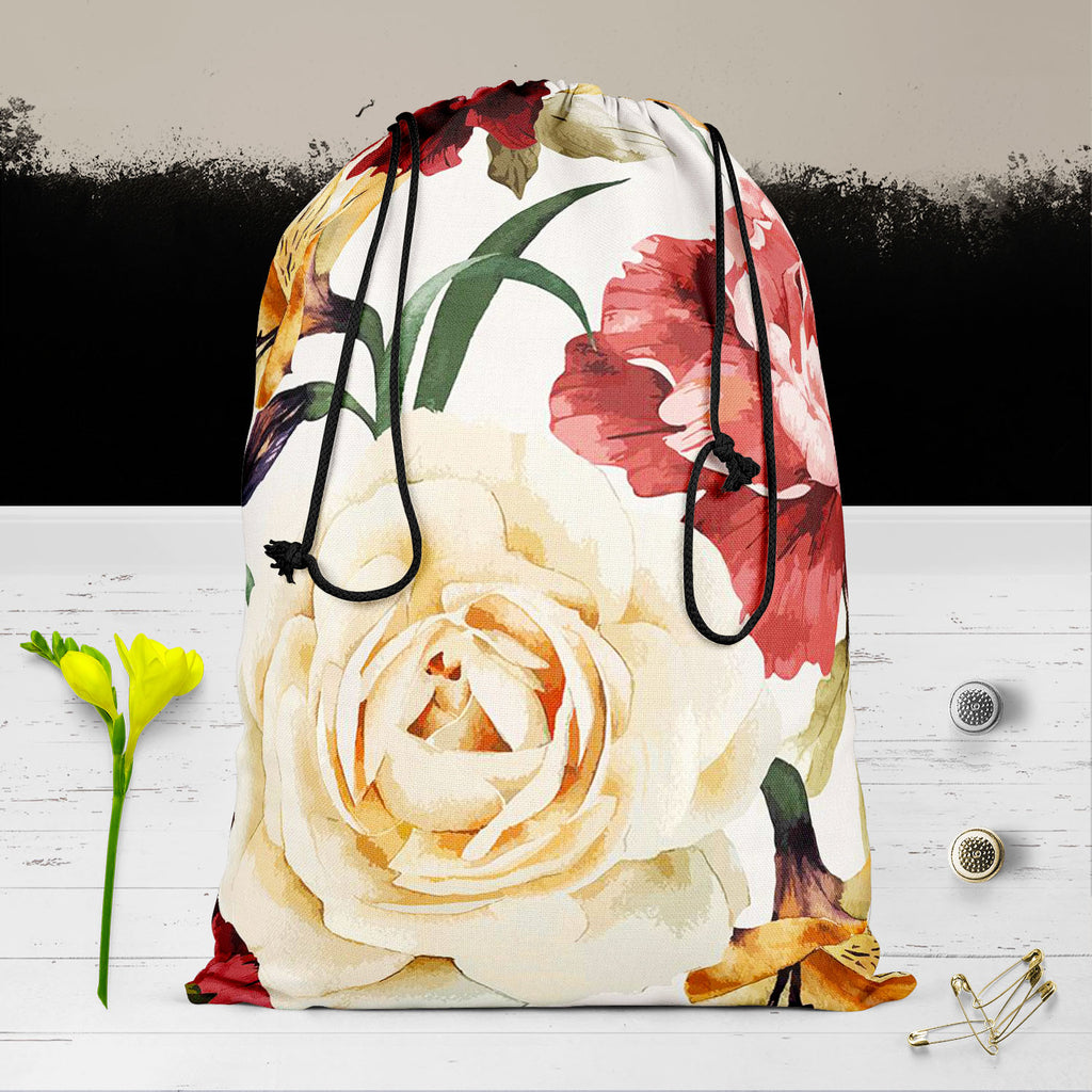 Roses D2 Reusable Sack Bag | Bag for Gym, Storage, Vegetable & Travel-Drawstring Sack Bags-SCK_FB_DS-IC 5007667 IC 5007667, Abstract Expressionism, Abstracts, Ancient, Art and Paintings, Black and White, Botanical, Fashion, Floral, Flowers, Historical, Illustrations, Medieval, Nature, Paintings, Patterns, Scenic, Semi Abstract, Signs, Signs and Symbols, Vintage, Watercolour, White, roses, d2, reusable, sack, bag, for, gym, storage, vegetable, travel, pattern, flower, watercolor, rose, peony, seamless, roman
