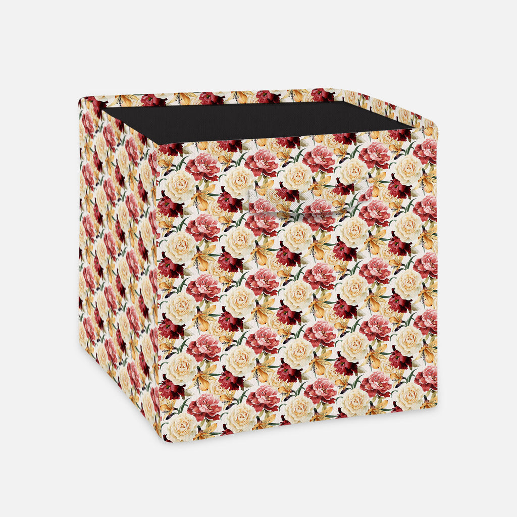 Roses Foldable Open Storage Bin | Organizer Box, Toy Basket, Shelf Box, Laundry Bag | Canvas Fabric-Storage Bins-STR_BI_CB-IC 5007667 IC 5007667, Abstract Expressionism, Abstracts, Ancient, Art and Paintings, Black and White, Botanical, Fashion, Floral, Flowers, Historical, Illustrations, Medieval, Nature, Paintings, Patterns, Scenic, Semi Abstract, Signs, Signs and Symbols, Vintage, Watercolour, White, roses, foldable, open, storage, bin, organizer, box, toy, basket, shelf, laundry, bag, canvas, fabric, pa