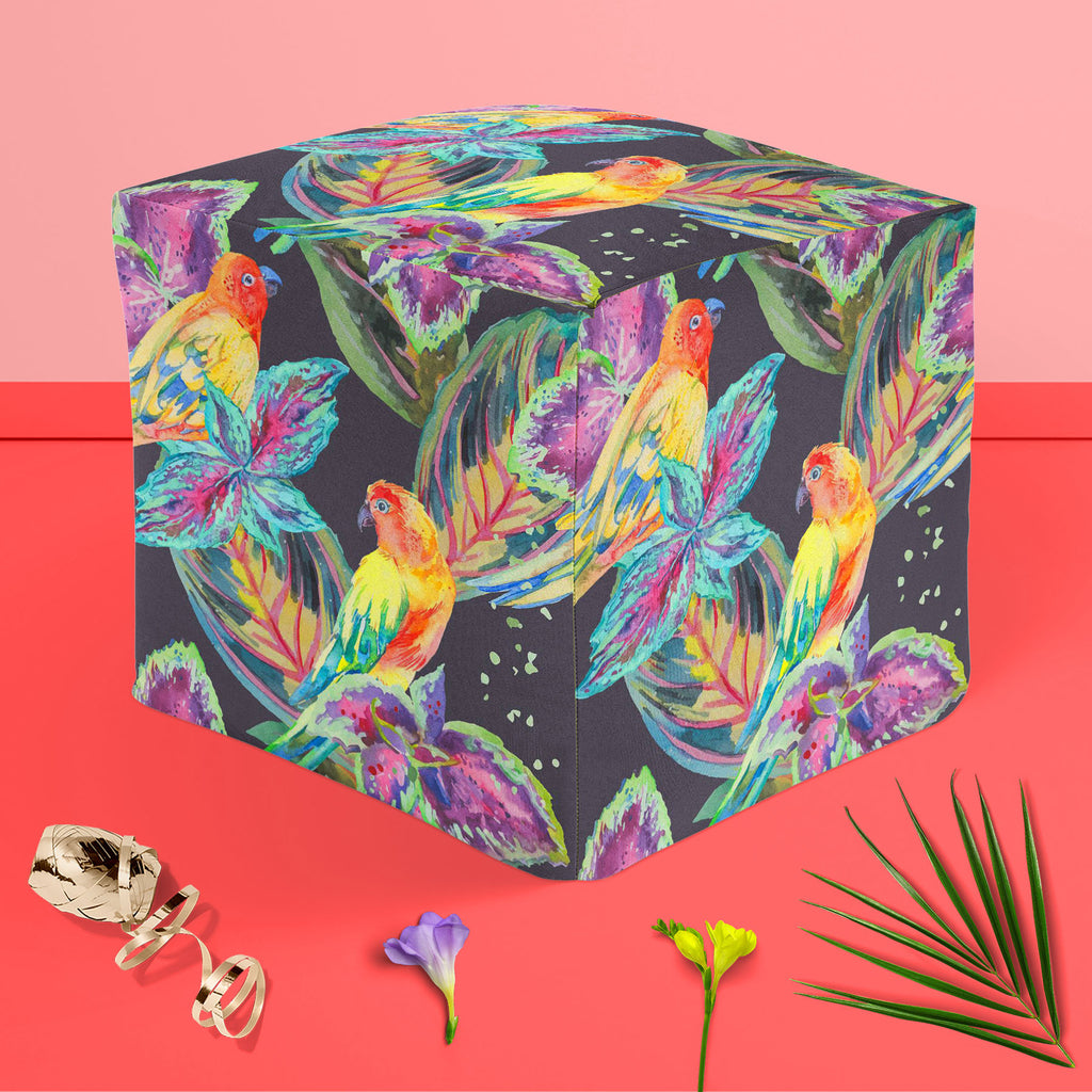Exotic Art D1 Footstool Footrest Puffy Pouffe Ottoman Bean Bag | Canvas Fabric-Footstools-FST_CB_BN-IC 5007668 IC 5007668, African, Animals, Birds, Botanical, Culture, Ethnic, Fashion, Floral, Flowers, Hawaiian, Illustrations, Modern Art, Nature, Patterns, Pop Art, Signs, Signs and Symbols, Traditional, Tribal, Tropical, Watercolour, Wildlife, World Culture, exotic, art, d1, footstool, footrest, puffy, pouffe, ottoman, bean, bag, canvas, fabric, parrot, boho, textiles, pattern, africa, animal, background, b