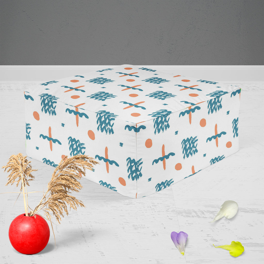 Ink Elements Footstool Footrest Puffy Pouffe Ottoman Bean Bag | Canvas Fabric-Footstools-FST_CB_BN-IC 5007673 IC 5007673, Abstract Expressionism, Abstracts, American, Ancient, Art and Paintings, Black and White, Circle, Cross, Culture, Digital, Digital Art, Drawing, Ethnic, Fashion, Geometric, Geometric Abstraction, Graphic, Hand Drawn, Hipster, Historical, Illustrations, Medieval, Modern Art, Patterns, Retro, Semi Abstract, Signs, Signs and Symbols, Traditional, Tribal, Vintage, Watercolour, White, World C