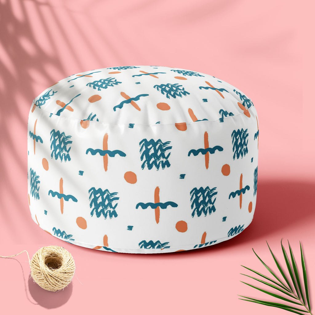 Ink Elements Footstool Footrest Puffy Pouffe Ottoman Bean Bag | Canvas Fabric-Footstools-FST_CB_BN-IC 5007673 IC 5007673, Abstract Expressionism, Abstracts, American, Ancient, Art and Paintings, Black and White, Circle, Cross, Culture, Digital, Digital Art, Drawing, Ethnic, Fashion, Geometric, Geometric Abstraction, Graphic, Hand Drawn, Hipster, Historical, Illustrations, Medieval, Modern Art, Patterns, Retro, Semi Abstract, Signs, Signs and Symbols, Traditional, Tribal, Vintage, Watercolour, White, World C