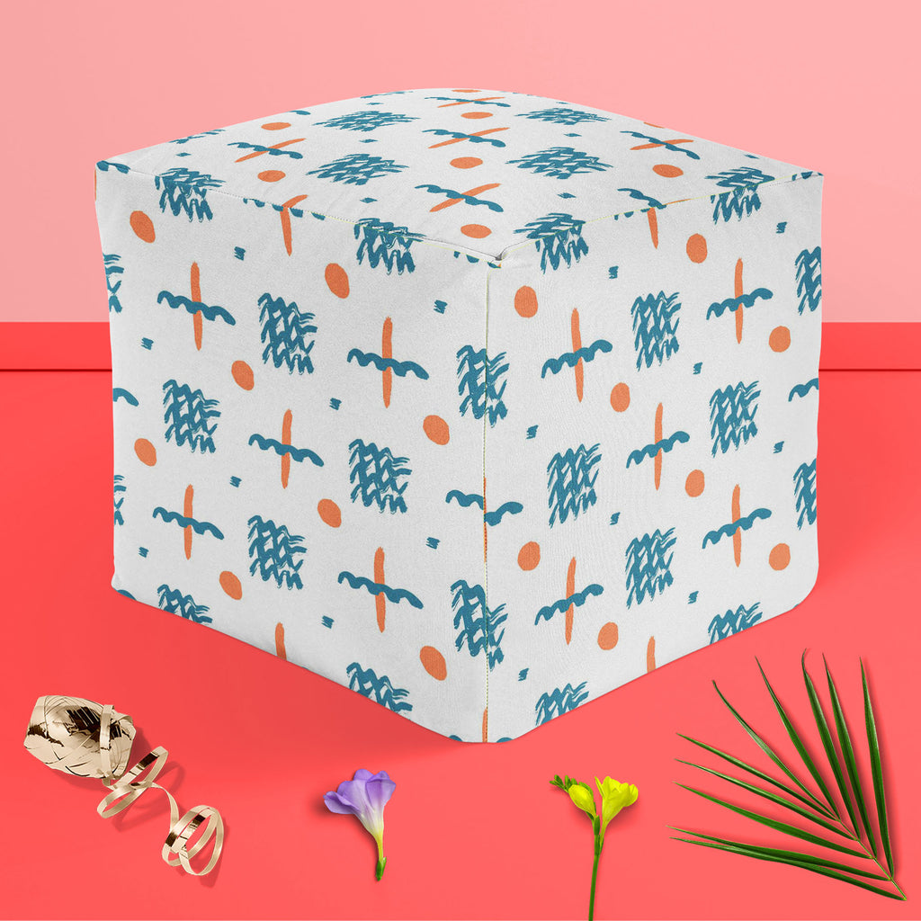 Ink Elements Footstool Footrest Puffy Pouffe Ottoman Bean Bag | Canvas Fabric-Footstools-FST_CB_BN-IC 5007673 IC 5007673, Abstract Expressionism, Abstracts, American, Ancient, Art and Paintings, Black and White, Circle, Cross, Culture, Digital, Digital Art, Drawing, Ethnic, Fashion, Geometric, Geometric Abstraction, Graphic, Hand Drawn, Hipster, Historical, Illustrations, Medieval, Modern Art, Patterns, Retro, Semi Abstract, Signs, Signs and Symbols, Traditional, Tribal, Vintage, Watercolour, White, World C