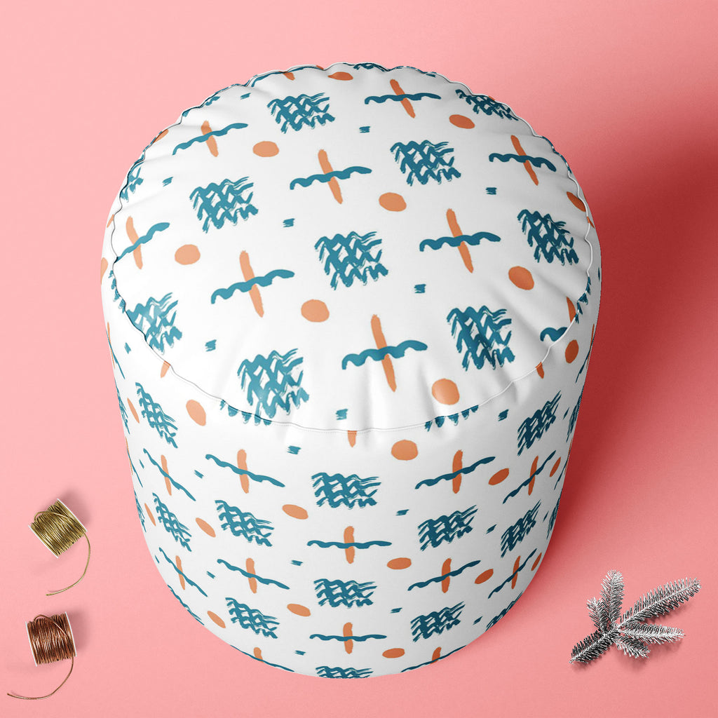 Ink Elements Footstool Footrest Puffy Pouffe Ottoman Bean Bag | Canvas Fabric-Footstools-FST_CB_BN-IC 5007673 IC 5007673, Abstract Expressionism, Abstracts, American, Ancient, Art and Paintings, Black and White, Circle, Cross, Culture, Digital, Digital Art, Drawing, Ethnic, Fashion, Geometric, Geometric Abstraction, Graphic, Hand Drawn, Hipster, Historical, Illustrations, Medieval, Modern Art, Patterns, Retro, Semi Abstract, Signs, Signs and Symbols, Traditional, Tribal, Vintage, Watercolour, White, World C