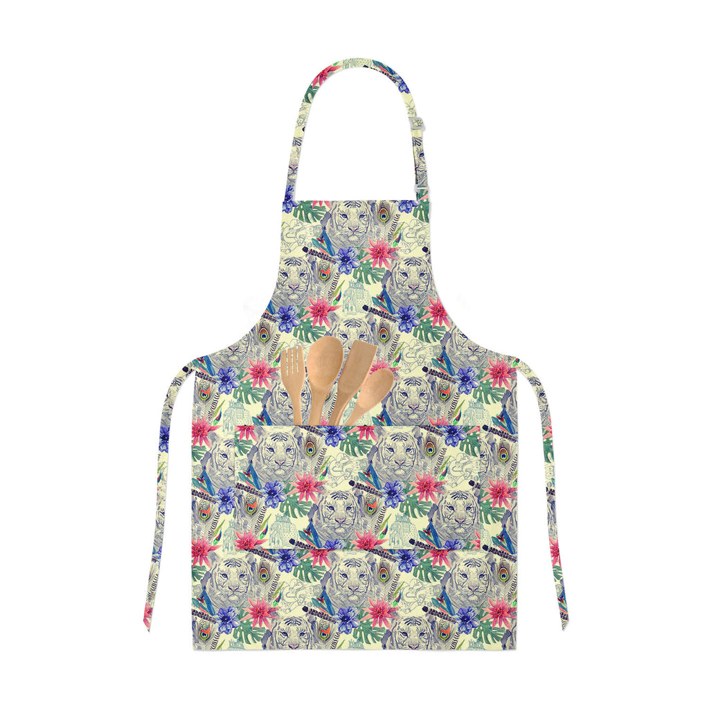 Tiger Head Apron | Adjustable, Free Size & Waist Tiebacks-Aprons Neck to Knee-APR_NK_KN-IC 5007674 IC 5007674, Ancient, Animals, Art and Paintings, Botanical, Fashion, Floral, Flowers, Hand Drawn, Historical, Illustrations, Indian, Medieval, Nature, Patterns, Retro, Scenic, Signs, Signs and Symbols, Tropical, Vintage, Watercolour, tiger, head, apron, adjustable, free, size, waist, tiebacks, peacock, anemone, animal, art, artwork, design, element, exotic, feather, flower, hand, drawn, illustration, leaves, o