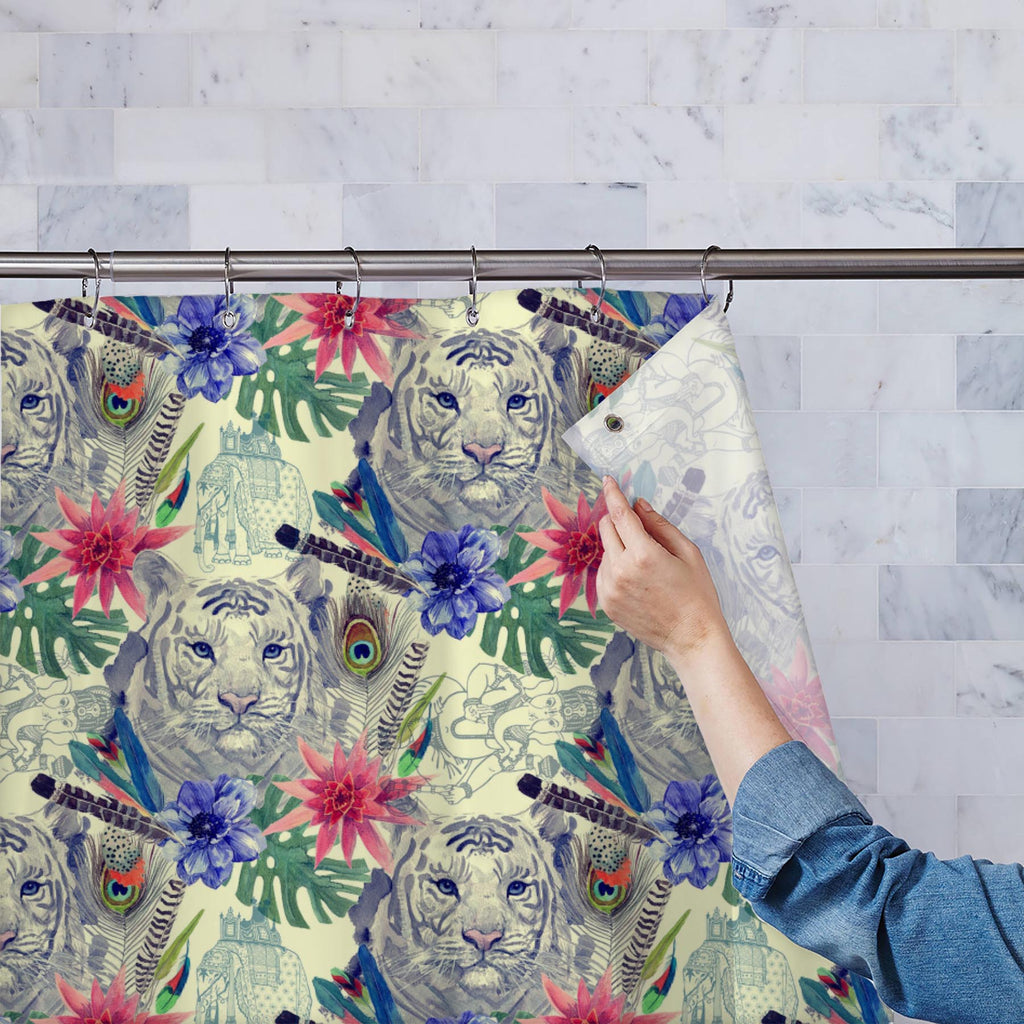 Tiger Portrait D5 Washable Waterproof Shower Curtain-Shower Curtains-CUR_SH-IC 5007674 IC 5007674, Ancient, Animals, Art and Paintings, Botanical, Fashion, Floral, Flowers, Hand Drawn, Historical, Illustrations, Indian, Medieval, Nature, Patterns, Retro, Scenic, Signs, Signs and Symbols, Tropical, Vintage, Watercolour, tiger, portrait, d5, washable, waterproof, shower, curtain, peacock, anemone, animal, art, artwork, design, element, exotic, feather, flower, hand, drawn, head, illustration, leaves, old, pat