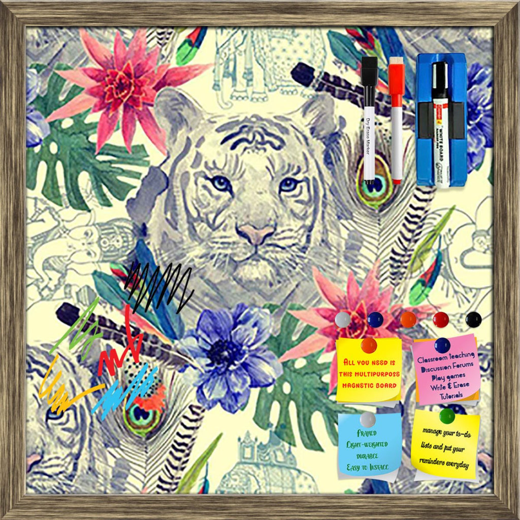 Tiger Head Framed Magnetic Dry Erase Board | Combo with Magnet Buttons & Markers-Magnetic Boards Framed-MGB_FR-IC 5007674 IC 5007674, Ancient, Animals, Art and Paintings, Botanical, Fashion, Floral, Flowers, Hand Drawn, Historical, Illustrations, Indian, Medieval, Nature, Patterns, Retro, Scenic, Signs, Signs and Symbols, Tropical, Vintage, Watercolour, tiger, head, framed, magnetic, dry, erase, board, printed, whiteboard, with, 4, magnets, 2, markers, 1, duster, peacock, anemone, animal, art, artwork, desi