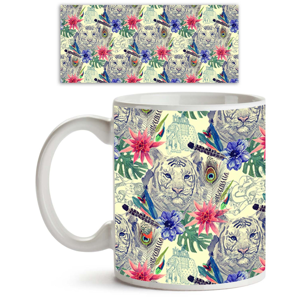Tiger Head Ceramic Coffee Tea Mug Inside White-Coffee Mugs-MUG-IC 5007674 IC 5007674, Ancient, Animals, Art and Paintings, Botanical, Fashion, Floral, Flowers, Hand Drawn, Historical, Illustrations, Indian, Medieval, Nature, Patterns, Retro, Scenic, Signs, Signs and Symbols, Tropical, Vintage, Watercolour, tiger, head, ceramic, coffee, tea, mug, inside, white, peacock, anemone, animal, art, artwork, design, element, exotic, feather, flower, hand, drawn, illustration, leaves, old, pattern, print, style, tren