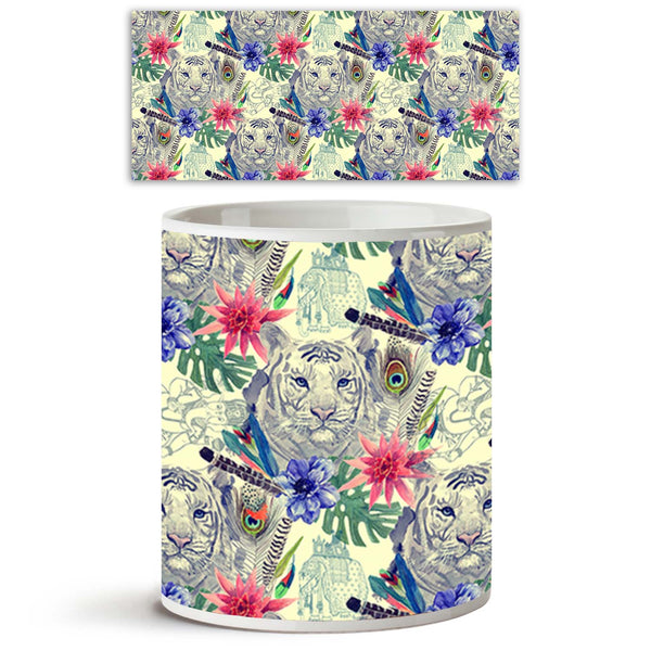 Tiger Head Ceramic Coffee Tea Mug Inside White-Coffee Mugs-MUG-IC 5007674 IC 5007674, Ancient, Animals, Art and Paintings, Botanical, Fashion, Floral, Flowers, Hand Drawn, Historical, Illustrations, Indian, Medieval, Nature, Patterns, Retro, Scenic, Signs, Signs and Symbols, Tropical, Vintage, Watercolour, tiger, head, ceramic, coffee, tea, mug, inside, white, peacock, anemone, animal, art, artwork, design, element, exotic, feather, flower, hand, drawn, illustration, leaves, old, pattern, print, style, tren