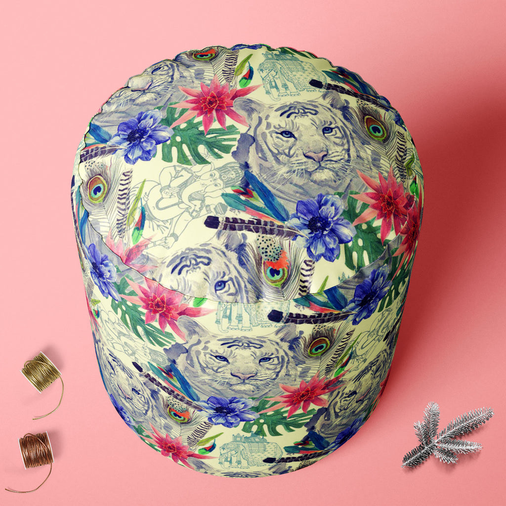 Tiger Portrait D5 Footstool Footrest Puffy Pouffe Ottoman Bean Bag | Canvas Fabric-Footstools-FST_CB_BN-IC 5007674 IC 5007674, Ancient, Animals, Art and Paintings, Botanical, Fashion, Floral, Flowers, Hand Drawn, Historical, Illustrations, Indian, Medieval, Nature, Patterns, Retro, Scenic, Signs, Signs and Symbols, Tropical, Vintage, Watercolour, tiger, portrait, d5, footstool, footrest, puffy, pouffe, ottoman, bean, bag, canvas, fabric, peacock, anemone, animal, art, artwork, design, element, exotic, feath