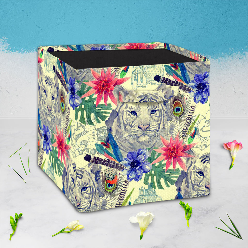 Tiger Portrait D5 Foldable Open Storage Bin | Organizer Box, Toy Basket, Shelf Box, Laundry Bag | Canvas Fabric-Storage Bins-STR_BI_CB-IC 5007674 IC 5007674, Ancient, Animals, Art and Paintings, Botanical, Fashion, Floral, Flowers, Hand Drawn, Historical, Illustrations, Indian, Medieval, Nature, Patterns, Retro, Scenic, Signs, Signs and Symbols, Tropical, Vintage, Watercolour, tiger, portrait, d5, foldable, open, storage, bin, organizer, box, toy, basket, shelf, laundry, bag, canvas, fabric, peacock, anemon