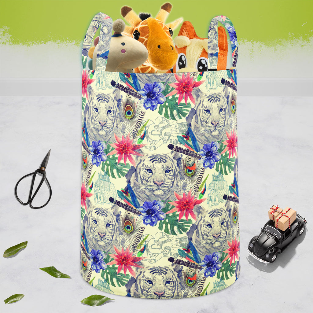 Tiger Portrait D5 Foldable Open Storage Bin | Organizer Box, Toy Basket, Shelf Box, Laundry Bag | Canvas Fabric-Storage Bins-STR_BI_CB-IC 5007674 IC 5007674, Ancient, Animals, Art and Paintings, Botanical, Fashion, Floral, Flowers, Hand Drawn, Historical, Illustrations, Indian, Medieval, Nature, Patterns, Retro, Scenic, Signs, Signs and Symbols, Tropical, Vintage, Watercolour, tiger, portrait, d5, foldable, open, storage, bin, organizer, box, toy, basket, shelf, laundry, bag, canvas, fabric, peacock, anemon