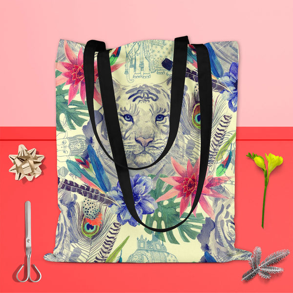 Tiger Portrait D5 Tote Bag Shoulder Purse | Multipurpose-Tote Bags Basic-TOT_FB_BS-IC 5007674 IC 5007674, Ancient, Animals, Art and Paintings, Botanical, Fashion, Floral, Flowers, Hand Drawn, Historical, Illustrations, Indian, Medieval, Nature, Patterns, Retro, Scenic, Signs, Signs and Symbols, Tropical, Vintage, Watercolour, tiger, portrait, d5, tote, bag, shoulder, purse, cotton, canvas, fabric, multipurpose, peacock, anemone, animal, art, artwork, design, element, exotic, feather, flower, hand, drawn, he