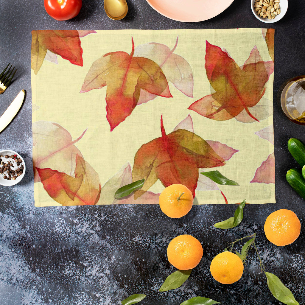 Autumn Leaves D3 Table Mat Placemat-Table Place Mats Fabric-MAT_TB-IC 5007681 IC 5007681, Botanical, Drawing, Fashion, Floral, Flowers, Illustrations, Nature, Patterns, Scenic, Seasons, Signs, Signs and Symbols, Sketches, Watercolour, autumn, leaves, d3, table, mat, placemat, background, beautiful, colore, creative, creativity, decor, decoration, design, drawn, effect, elegance, elegant, element, hand, illustration, image, interior, objects, painted, pattern, plant, raster, repetition, seamless, season, ske