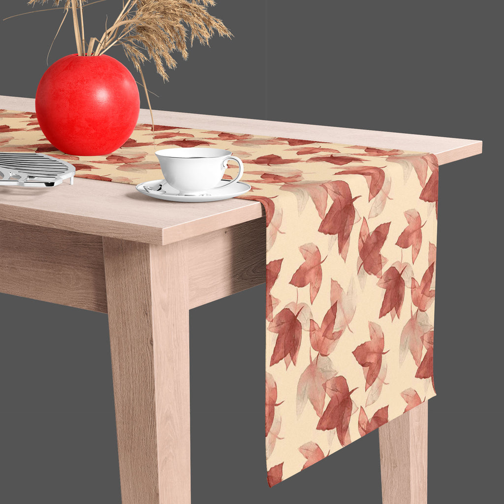 Autumn Leaves D5 Table Runner-Table Runners-RUN_TB-IC 5007683 IC 5007683, Botanical, Drawing, Fashion, Floral, Flowers, Illustrations, Nature, Patterns, Scenic, Seasons, Signs, Signs and Symbols, Sketches, Watercolour, autumn, leaves, d5, table, runner, background, beautiful, colore, creative, creativity, decor, decoration, design, drawn, effect, elegance, elegant, element, hand, illustration, image, interior, objects, painted, pattern, plant, raster, repetition, seamless, season, sketch, textile, pink, wal