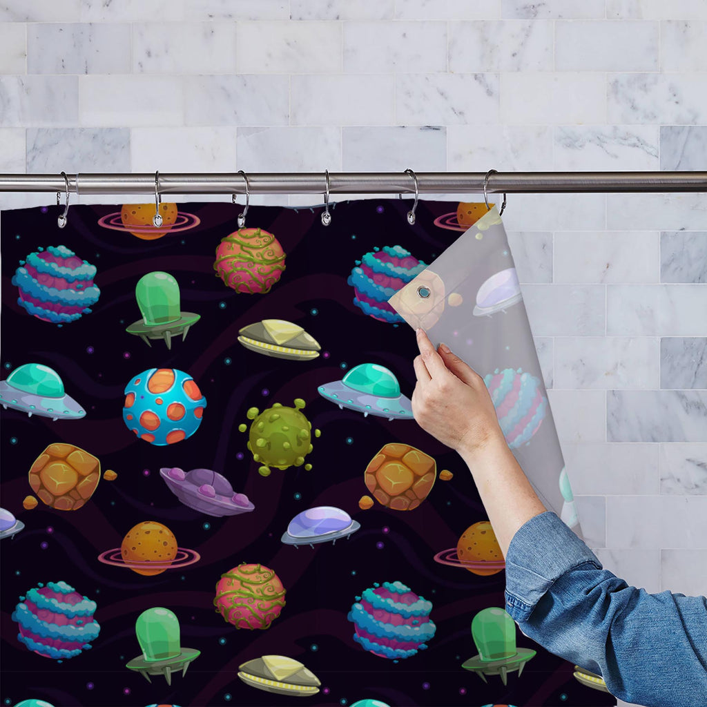 UFOs & Planets Washable Waterproof Shower Curtain-Shower Curtains-CUR_SH-IC 5007684 IC 5007684, Animated Cartoons, Art and Paintings, Astronomy, Automobiles, Baby, Caricature, Cartoons, Children, Cosmology, Drawing, Fantasy, Icons, Illustrations, Kids, Patterns, Space, Sports, Stars, Transportation, Travel, Vehicles, ufos, planets, washable, waterproof, shower, curtain, ufo, aliens, art, asteroid, background, cartoon, childish, colorful, cosmic, dark, endless, funny, galaxy, game, icon, illustration, jupite
