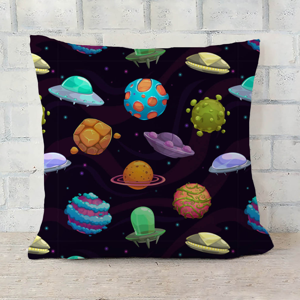 ArtzFolio UFOs & Planets Cushion Cover Throw Pillow-Cushion Covers-AZHFR45727945CUS_CV_L-Image Code 5007684 Vishnu Image Folio Pvt Ltd, IC 5007684, ArtzFolio, Cushion Covers, Kids, Digital Art, ufos, planets, cushion, cover, throw, pillow, seamless, pattern, fantastic, vector, space, texture, sofa throws, single throw pillow, zippered throw pillow cover, satin pillow cover, throw pillow, cushion cover only, cushion cover, pillow cover for sofa, pitaara box, throw cushion, kids cushion cover, square cushion 