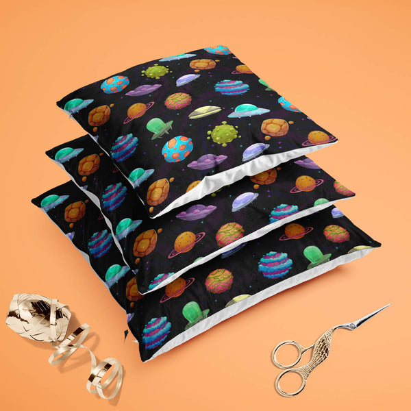 UFOs & Planets Cushion Cover Throw Pillow-Cushion Covers-CUS_CV-IC 5007684 IC 5007684, Animated Cartoons, Art and Paintings, Astronomy, Automobiles, Baby, Caricature, Cartoons, Children, Cosmology, Drawing, Fantasy, Icons, Illustrations, Kids, Patterns, Space, Sports, Stars, Transportation, Travel, Vehicles, ufos, planets, cushion, cover, throw, pillow, case, for, sofa, living, room, cotton, canvas, fabric, ufo, aliens, art, asteroid, background, cartoon, childish, colorful, cosmic, dark, endless, funny, ga