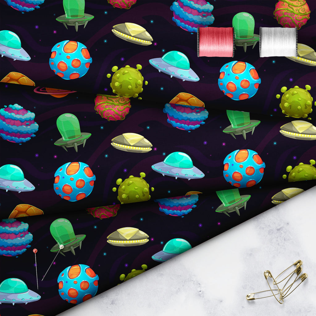 UFOs & Planets Sofa Fabric by Metre | Upholstery For Sofa, Curtains & Cushions-Sofa Fabrics-SOF_FB-IC 5007684 IC 5007684, Animated Cartoons, Art and Paintings, Astronomy, Automobiles, Baby, Caricature, Cartoons, Children, Cosmology, Drawing, Fantasy, Icons, Illustrations, Kids, Patterns, Space, Sports, Stars, Transportation, Travel, Vehicles, ufos, planets, sofa, fabric, by, metre, upholstery, for, curtains, cushions, ufo, aliens, art, asteroid, background, cartoon, childish, colorful, cosmic, dark, endless