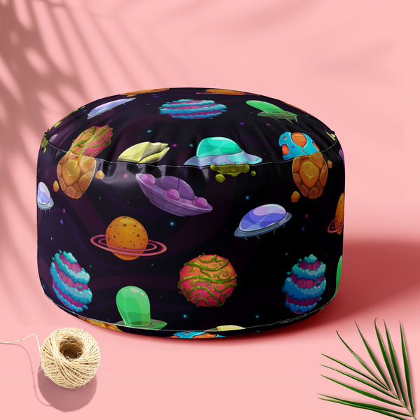 UFOs & Planets Footstool Footrest Puffy Pouffe Ottoman Bean Bag | Canvas Fabric-Footstools-FST_CB_BN-IC 5007684 IC 5007684, Animated Cartoons, Art and Paintings, Astronomy, Automobiles, Baby, Caricature, Cartoons, Children, Cosmology, Drawing, Fantasy, Icons, Illustrations, Kids, Patterns, Space, Sports, Stars, Transportation, Travel, Vehicles, ufos, planets, footstool, footrest, puffy, pouffe, ottoman, bean, bag, floor, cushion, pillow, canvas, fabric, ufo, aliens, art, asteroid, background, cartoon, child