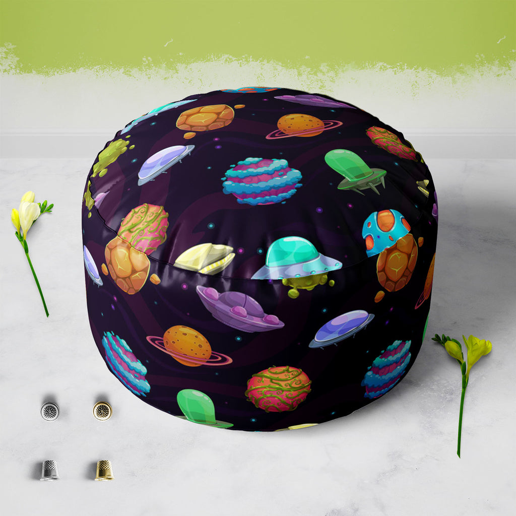 UFOs & Planets Footstool Footrest Puffy Pouffe Ottoman Bean Bag | Canvas Fabric-Footstools-FST_CB_BN-IC 5007684 IC 5007684, Animated Cartoons, Art and Paintings, Astronomy, Automobiles, Baby, Caricature, Cartoons, Children, Cosmology, Drawing, Fantasy, Icons, Illustrations, Kids, Patterns, Space, Sports, Stars, Transportation, Travel, Vehicles, ufos, planets, footstool, footrest, puffy, pouffe, ottoman, bean, bag, canvas, fabric, ufo, aliens, art, asteroid, background, cartoon, childish, colorful, cosmic, d