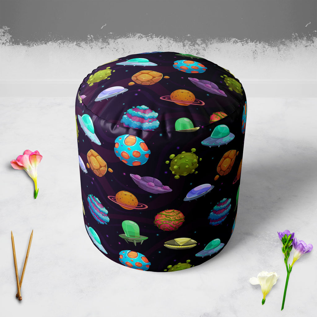 UFOs & Planets Footstool Footrest Puffy Pouffe Ottoman Bean Bag | Canvas Fabric-Footstools-FST_CB_BN-IC 5007684 IC 5007684, Animated Cartoons, Art and Paintings, Astronomy, Automobiles, Baby, Caricature, Cartoons, Children, Cosmology, Drawing, Fantasy, Icons, Illustrations, Kids, Patterns, Space, Sports, Stars, Transportation, Travel, Vehicles, ufos, planets, footstool, footrest, puffy, pouffe, ottoman, bean, bag, canvas, fabric, ufo, aliens, art, asteroid, background, cartoon, childish, colorful, cosmic, d