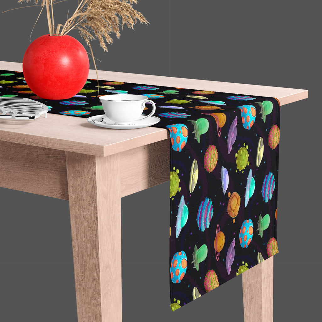 UFOs & Planets Table Runner-Table Runners-RUN_TB-IC 5007684 IC 5007684, Animated Cartoons, Art and Paintings, Astronomy, Automobiles, Baby, Caricature, Cartoons, Children, Cosmology, Drawing, Fantasy, Icons, Illustrations, Kids, Patterns, Space, Sports, Stars, Transportation, Travel, Vehicles, ufos, planets, table, runner, ufo, aliens, art, asteroid, background, cartoon, childish, colorful, cosmic, dark, endless, funny, galaxy, game, icon, illustration, jupiter, rocket, ship, rockets, saturn, scene, sci, fi