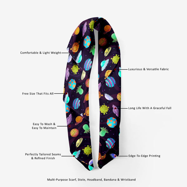UFOs & Planets Printed Scarf | Neckwear Balaclava | Girls & Women | Soft Poly Fabric-Scarfs Basic--IC 5007684 IC 5007684, Animated Cartoons, Art and Paintings, Astronomy, Automobiles, Baby, Caricature, Cartoons, Children, Cosmology, Drawing, Fantasy, Icons, Illustrations, Kids, Patterns, Space, Sports, Stars, Transportation, Travel, Vehicles, ufos, planets, printed, scarf, neckwear, balaclava, girls, women, soft, poly, fabric, ufo, aliens, art, asteroid, background, cartoon, childish, colorful, cosmic, dark