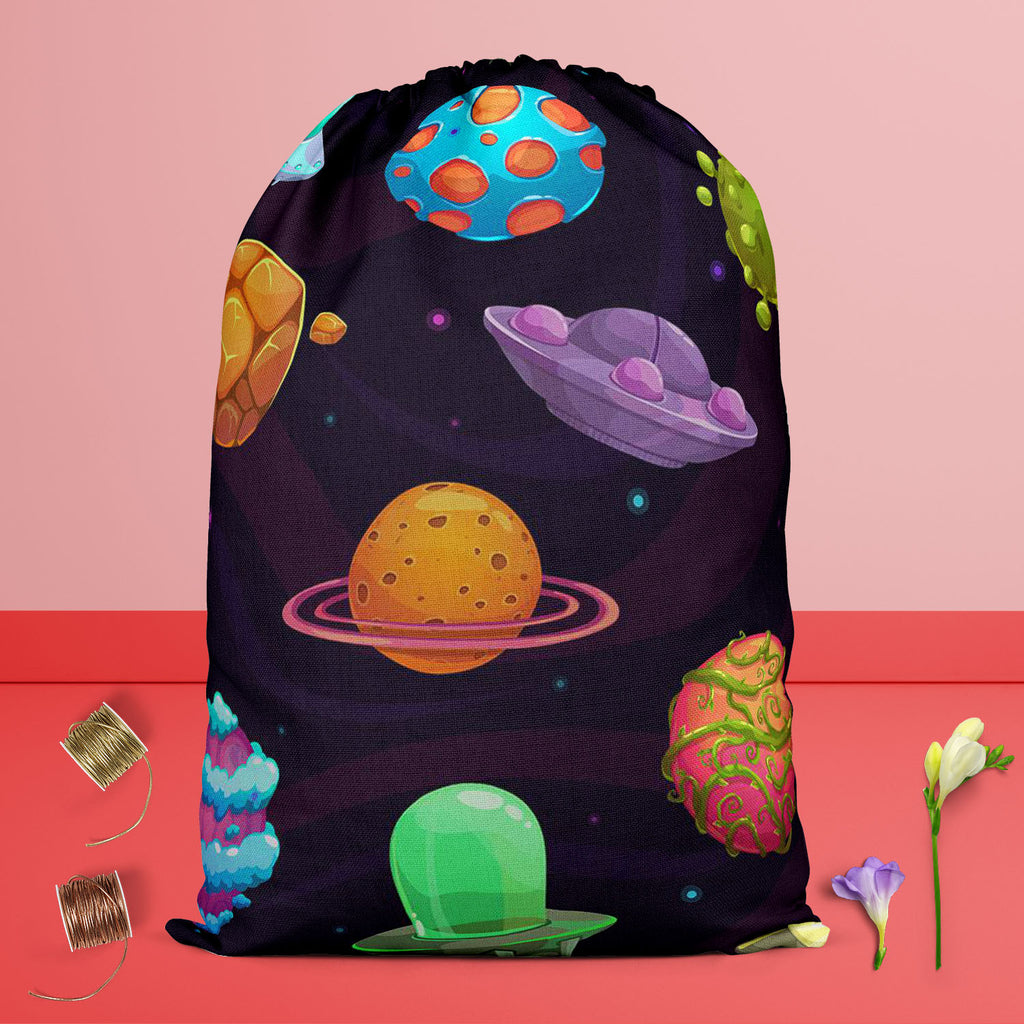 UFOs & Planets Reusable Sack Bag | Bag for Gym, Storage, Vegetable & Travel-Drawstring Sack Bags-SCK_FB_DS-IC 5007684 IC 5007684, Animated Cartoons, Art and Paintings, Astronomy, Automobiles, Baby, Caricature, Cartoons, Children, Cosmology, Drawing, Fantasy, Icons, Illustrations, Kids, Patterns, Space, Sports, Stars, Transportation, Travel, Vehicles, ufos, planets, reusable, sack, bag, for, gym, storage, vegetable, ufo, aliens, art, asteroid, background, cartoon, childish, colorful, cosmic, dark, endless, f