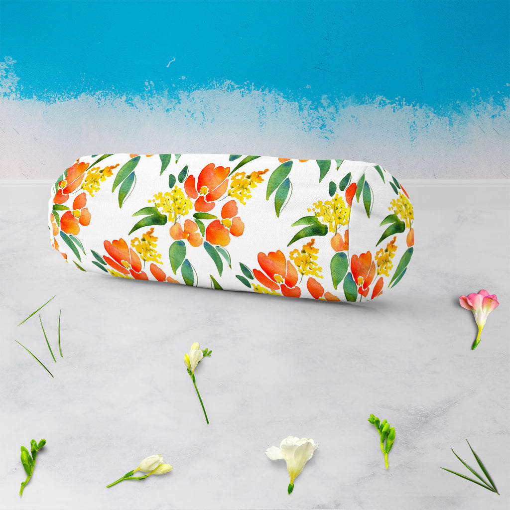 Watercolor Leaves & Flowers Bolster Cover Booster Cases | Concealed Zipper Opening-Bolster Covers-BOL_CV_ZP-IC 5007685 IC 5007685, Abstract Expressionism, Abstracts, Botanical, Drawing, Fashion, Floral, Flowers, Illustrations, Nature, Patterns, Scenic, Semi Abstract, Signs, Signs and Symbols, Watercolour, watercolor, leaves, bolster, cover, booster, cases, concealed, zipper, opening, abstract, background, beautiful, blossom, branch, card, colore, composition, creative, decor, decoration, design, drawn, ecol