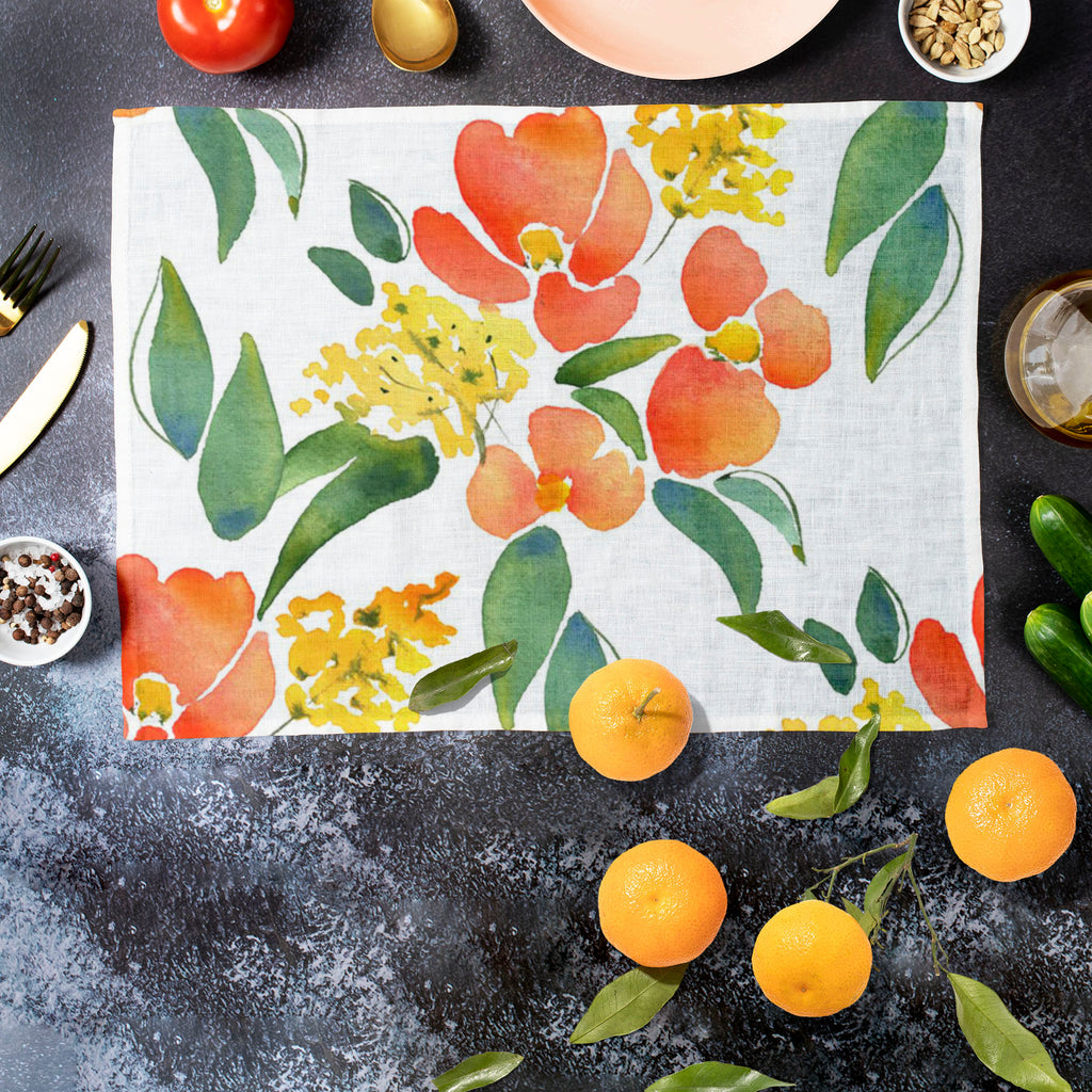 Watercolor Leaves & Flowers Table Mat Placemat-Table Place Mats Fabric-MAT_TB-IC 5007685 IC 5007685, Abstract Expressionism, Abstracts, Botanical, Drawing, Fashion, Floral, Flowers, Illustrations, Nature, Patterns, Scenic, Semi Abstract, Signs, Signs and Symbols, Watercolour, watercolor, leaves, table, mat, placemat, abstract, background, beautiful, blossom, branch, card, colore, composition, creative, decor, decoration, design, drawn, ecology, effect, elegant, element, grass, hand, head, illustration, imag